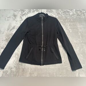 Jones New York Signature Full Zip Tie Front Jacket Women’s Small Black Pockets